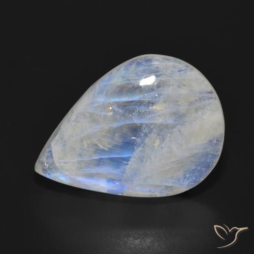18.06ct Natural Branco azulado Pedra da Lua Arco-Íris, Formato de pêra, Translúcido