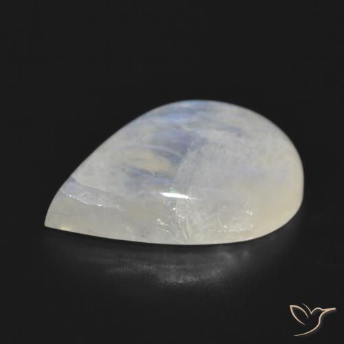 Pedra da Lua Arco-Íris Branco azulado Natural 18.06ct, Formato de pêra, Translúcido