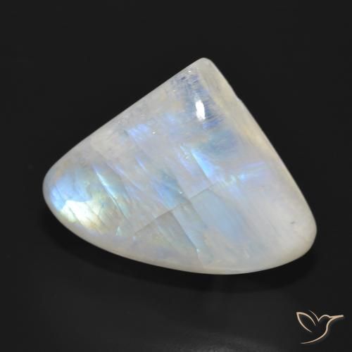 Pedra da Lua Arco-Íris Branco azulado Natural 30.77ct, Formato de pêra, Translúcido
