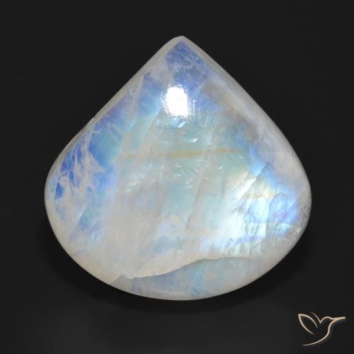 30.80ct Natural Branco azulado Pedra da Lua Arco-Íris, Formato de pêra, Translúcido