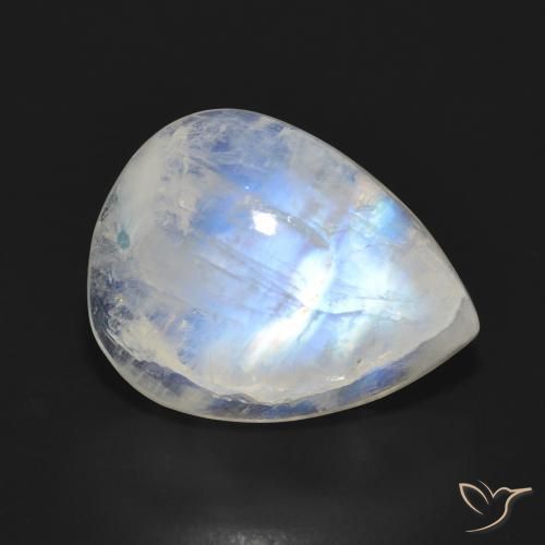 13.18ct Natural Branco azulado Pedra da Lua Arco-Íris, Formato de pêra, Translúcido