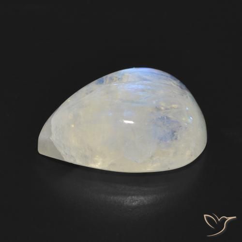 Pedra da Lua Arco-Íris Branco azulado Natural 13.18ct, Formato de pêra, Translúcido