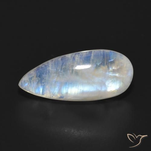 7.88ct Natural Branco azulado Pedra da Lua Arco-Íris, Formato de pêra, Translúcido