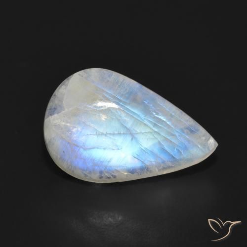 7.05ct Natural Branco azulado Pedra da Lua Arco-Íris, Formato de pêra, Translúcido