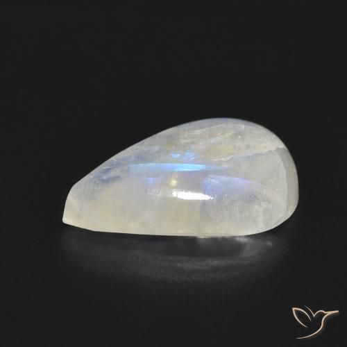 Pedra da Lua Arco-Íris Branco azulado Natural 7.05ct, Formato de pêra, Translúcido