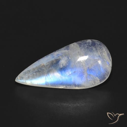 5.47ct Natural Branco azulado Pedra da Lua Arco-Íris, Formato de pêra, Translúcido