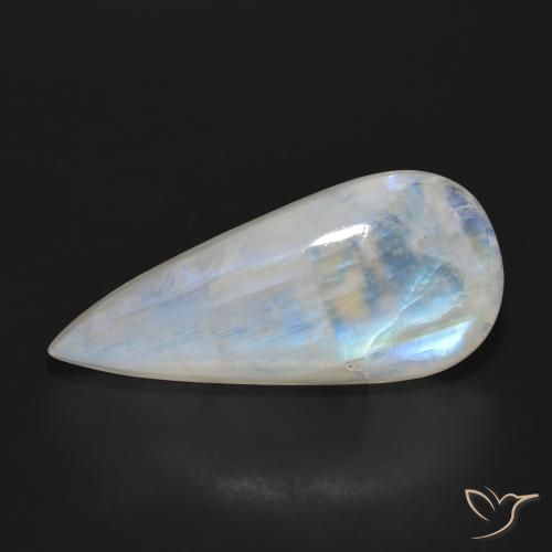 24.85ct Natural Branco azulado Pedra da Lua Arco-Íris, Formato de pêra, Translúcido