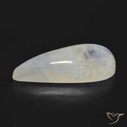 Pedra da Lua Arco-Íris Branco azulado Natural 24.85ct, Formato de pêra, Translúcido