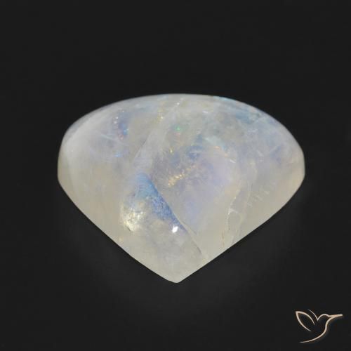 Pedra da Lua Arco-Íris Branco azulado Natural 11.23ct, Formato de pêra, Translúcido