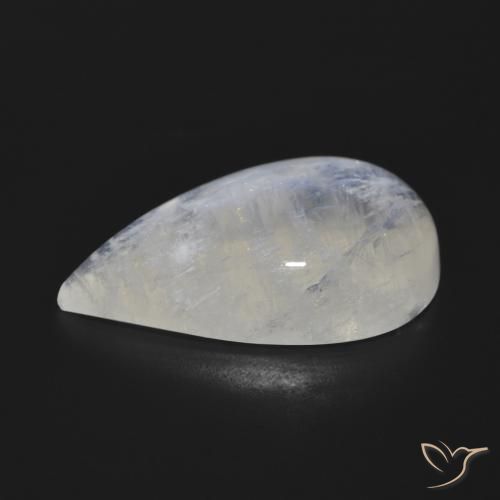 Pedra da Lua Arco-Íris Branco azulado Natural 20.73ct, Formato de pêra, Translúcido