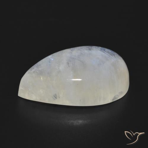 Pedra da Lua Arco-Íris Branco azulado Natural 18.25ct, Formato de pêra, Translúcido