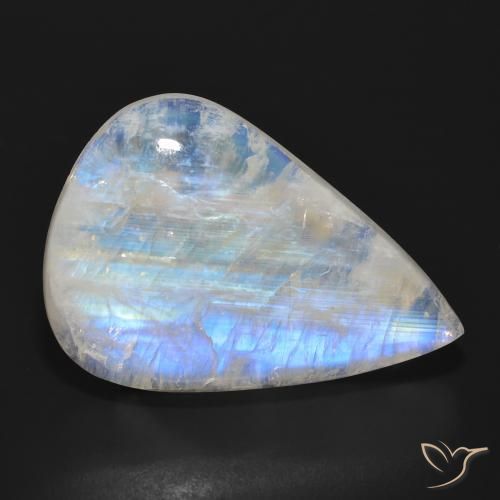 25.41ct Natural Branco azulado Pedra da Lua Arco-Íris, Formato de pêra, Translúcido