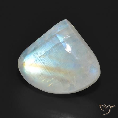 10.90ct Natural Branco azulado Pedra da Lua Arco-Íris, Formato de pêra, Translúcido