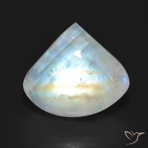 Pedra da Lua Arco-Íris Branco azulado Natural 10.90ct, Formato de pêra, Translúcido