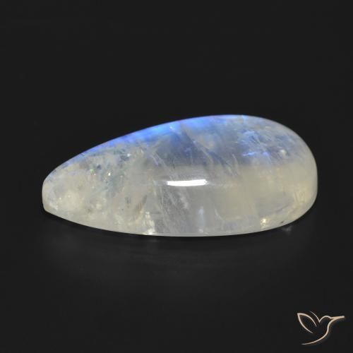 Pedra da Lua Arco-Íris Branco azulado Natural 18.02ct, Formato de pêra, Translúcido