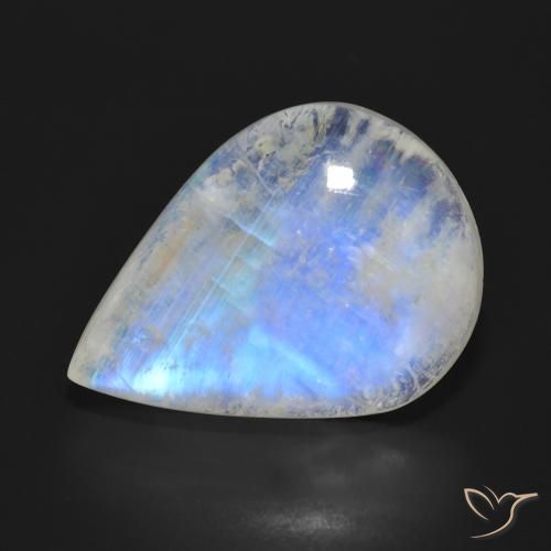24.76ct Natural Branco azulado Pedra da Lua Arco-Íris, Formato de pêra, Translúcido