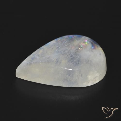 Pedra da Lua Arco-Íris Branco azulado Natural 24.76ct, Formato de pêra, Translúcido