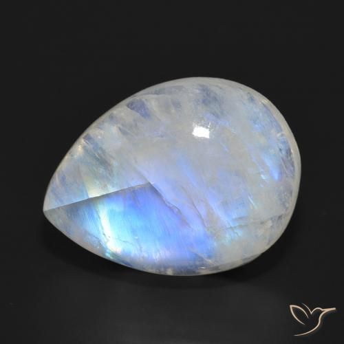 18.25ct Natural Branco azulado Pedra da Lua Arco-Íris, Formato de pêra, Translúcido