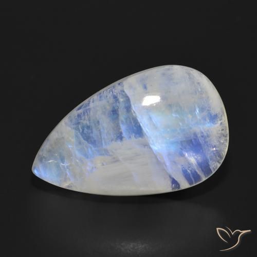 17.97ct Natural Branco azulado Pedra da Lua Arco-Íris, Formato de pêra, Translúcido
