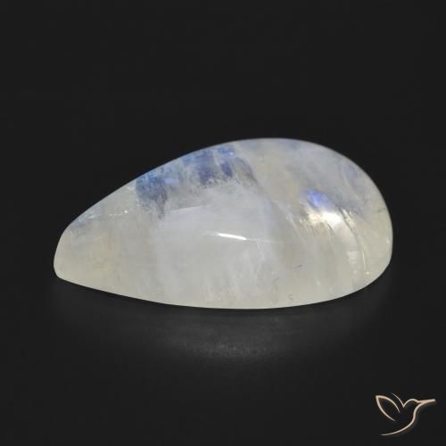 Pedra da Lua Arco-Íris Branco azulado Natural 17.97ct, Formato de pêra, Translúcido