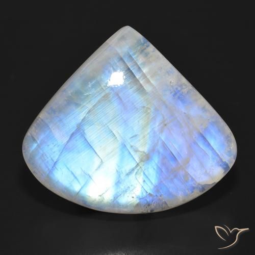 33.55ct Natural Branco azulado Pedra da Lua Arco-Íris, Formato de pêra, Translúcido