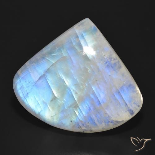 Pedra da Lua Arco-Íris Branco azulado Natural 33.55ct, Formato de pêra, Translúcido