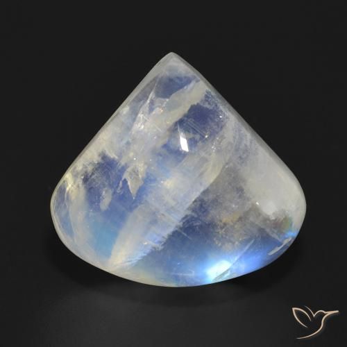 13.73ct Natural Branco azulado Pedra da Lua Arco-Íris, Formato de pêra, Translúcido