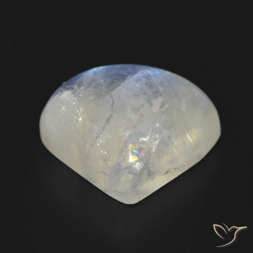 Pedra da Lua Arco-Íris Branco azulado Natural 13.73ct, Formato de pêra, Translúcido