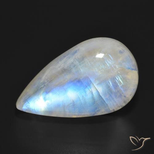 23.70ct Natural Branco azulado Pedra da Lua Arco-Íris, Formato de pêra, Translúcido