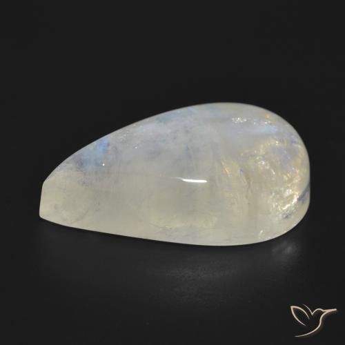 Pedra da Lua Arco-Íris Branco azulado Natural 23.70ct, Formato de pêra, Translúcido