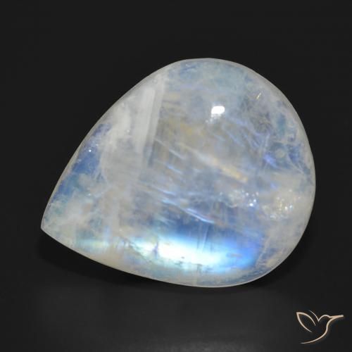 19.29ct Natural Branco azulado Pedra da Lua Arco-Íris, Formato de pêra, Translúcido
