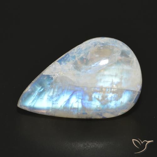 14.33ct Natural Branco azulado Pedra da Lua Arco-Íris, Formato de pêra, Translúcido