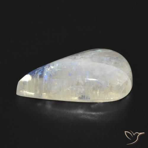 Pedra da Lua Arco-Íris Branco azulado Natural 14.33ct, Formato de pêra, Translúcido