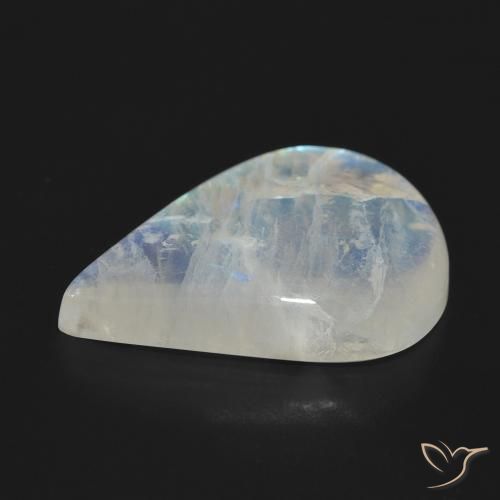 Pedra da Lua Arco-Íris Branco azulado Natural 15.14ct, Formato de pêra, Translúcido