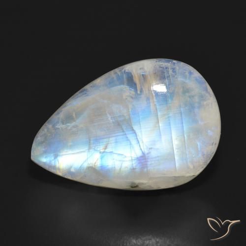 17.74ct Natural Branco azulado Pedra da Lua Arco-Íris, Formato de pêra, Translúcido