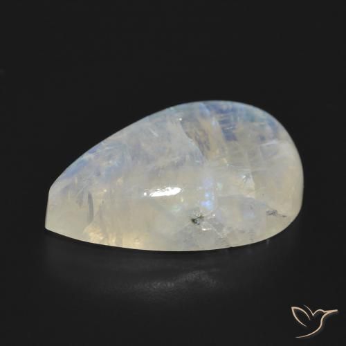Pedra da Lua Arco-Íris Branco azulado Natural 17.74ct, Formato de pêra, Translúcido