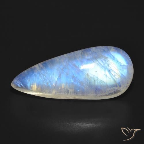17.24ct Natural Branco azulado Pedra da Lua Arco-Íris, Formato de pêra, Translúcido