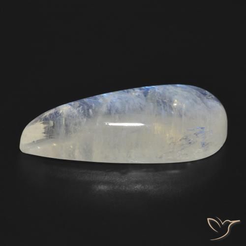 Pedra da Lua Arco-Íris Branco azulado Natural 17.24ct, Formato de pêra, Translúcido