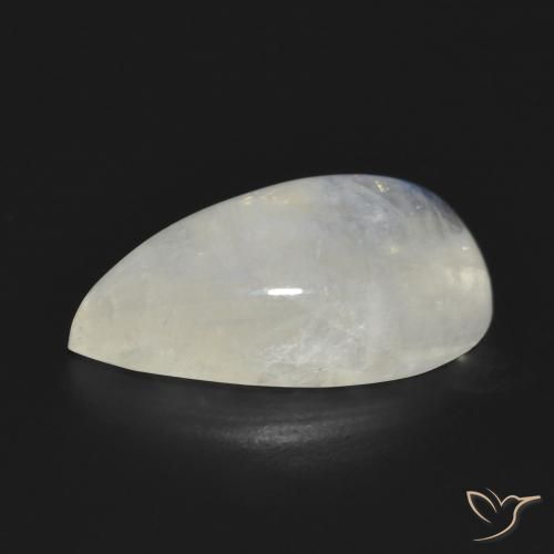 Pedra da Lua Arco-Íris Branco azulado Natural 10.47ct, Formato de pêra, Translúcido