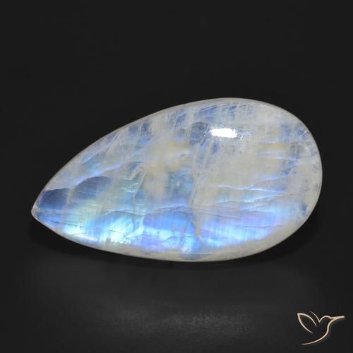 23.96ct Natural Branco azulado Pedra da Lua Arco-Íris, Formato de pêra, Translúcido