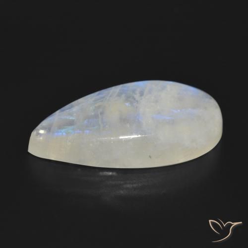 Pedra da Lua Arco-Íris Branco azulado Natural 23.96ct, Formato de pêra, Translúcido