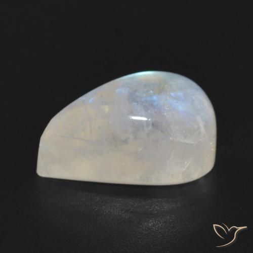 Pedra da Lua Arco-Íris Branco azulado Natural 6.55ct, Formato de pêra, Translúcido