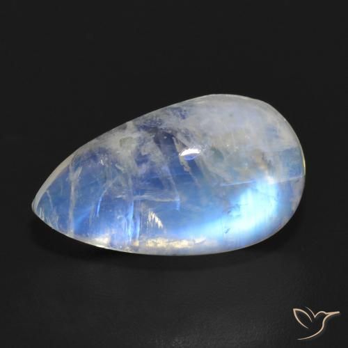 7.10ct Natural Branco azulado Pedra da Lua Arco-Íris, Formato de pêra, Translúcido