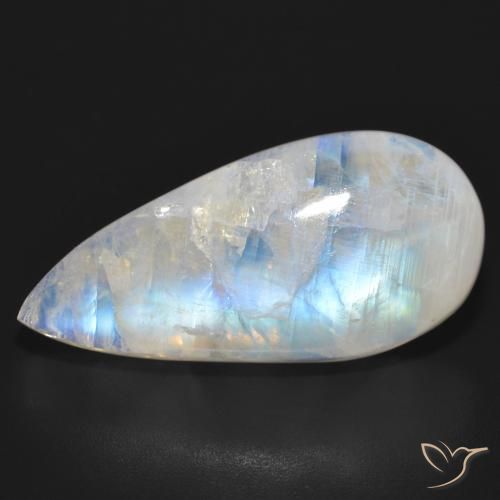 23.92ct Natural Branco azulado Pedra da Lua Arco-Íris, Formato de pêra, Translúcido