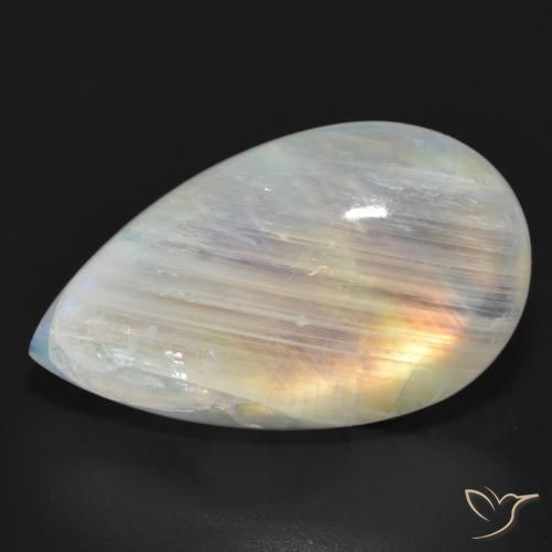 23.63ct Natural Branco azulado Pedra da Lua Arco-Íris, Formato de pêra, Translúcido