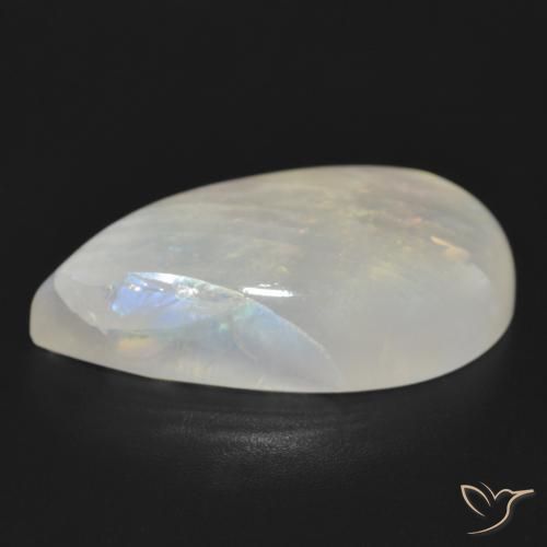 Pedra da Lua Arco-Íris Branco azulado Natural 23.63ct, Formato de pêra, Translúcido