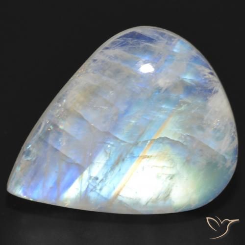 20.35ct Natural Branco azulado Pedra da Lua Arco-Íris, Formato de pêra, Translúcido