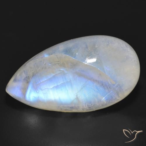 20.60ct Natural Branco azulado Pedra da Lua Arco-Íris, Formato de pêra, Translúcido