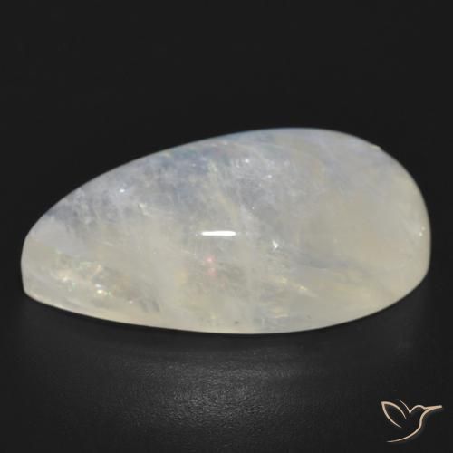 Pedra da Lua Arco-Íris Branco azulado Natural 20.60ct, Formato de pêra, Translúcido