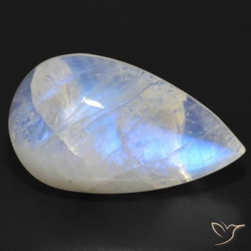 22.05ct Natural Branco azulado Pedra da Lua Arco-Íris, Formato de pêra, Translúcido